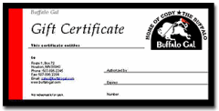 BuffaloGal.com Gift Certificate